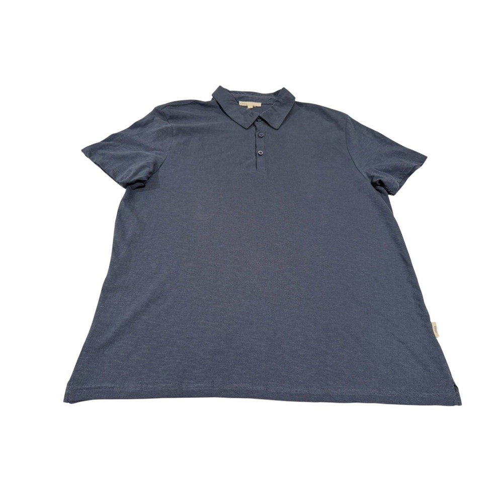 Onia Polo Shirt Mens Large Blue Slub Cotton Short Sleeve 3 Button MTS12602